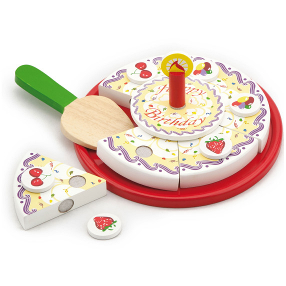 VIGA Birthday Cake Wooden Cutting Set with Velcro