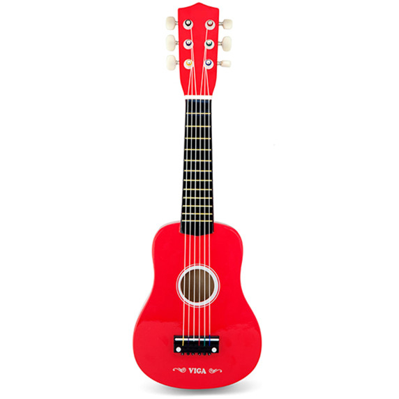 Viga Wooden Guitar for Kids Red 21 Inches 6 Strings