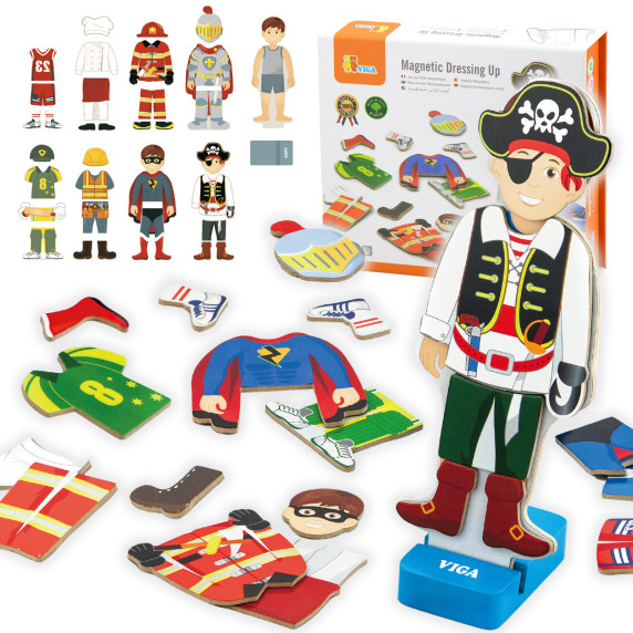 Viga Wooden Magnetic Puzzle Educational Dress Up 8 Characters