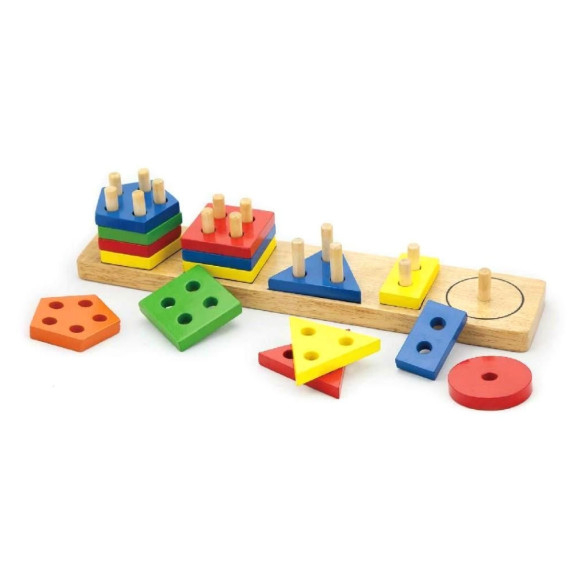 Viga Wooden Blocks with Montessori Shape Sorter