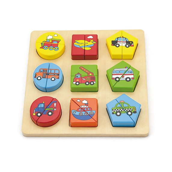 VIGA Wooden Puzzle Vehicle Blocks