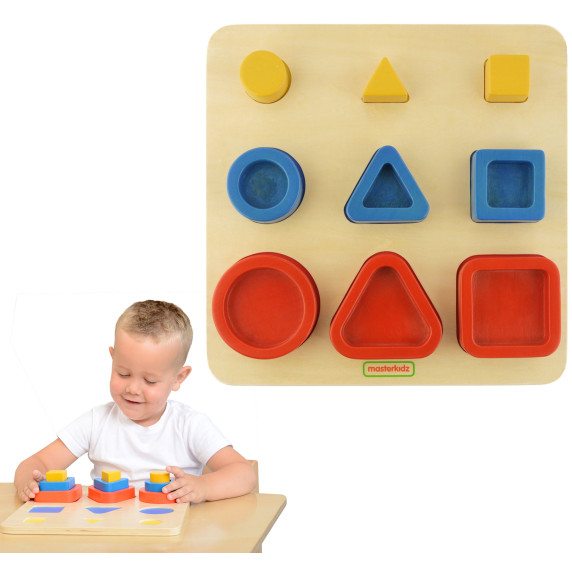 MASTERKIDZ Shape Sorter Montessori Geometric Blocks