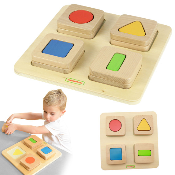 MASTERKIDZ Montessori Wooden Shapes and Colors Sensory Sorter