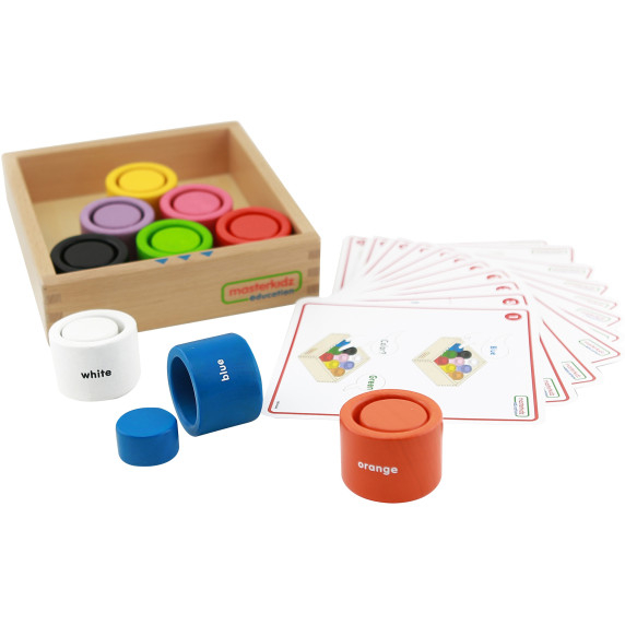 MASTERKIDZ Colorful Wooden Blocks and Round Cups