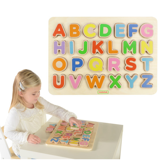 MASTERKIDZ Wooden Educational Board Alphabet Capital Letters Montessori