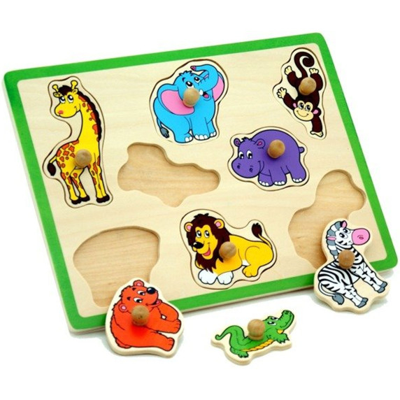 VIGA Wooden Puzzle Zoo Animals Puzzle