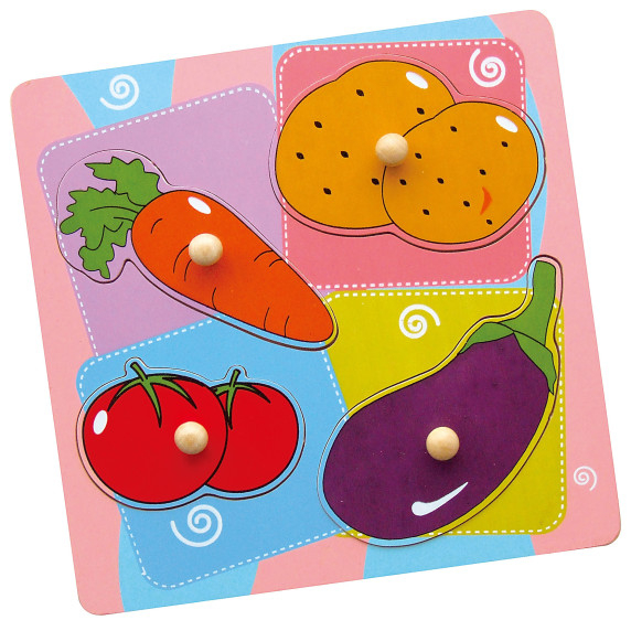 VIGA Wooden Puzzle Vegetables Surprise Puzzle
