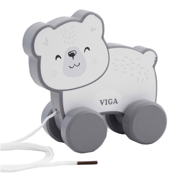 Viga Wooden Polar Bear Pull-Along - PolarB