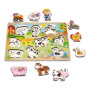 TOOKY TOY Wooden Montessori Puzzle Farm with Matching Pins