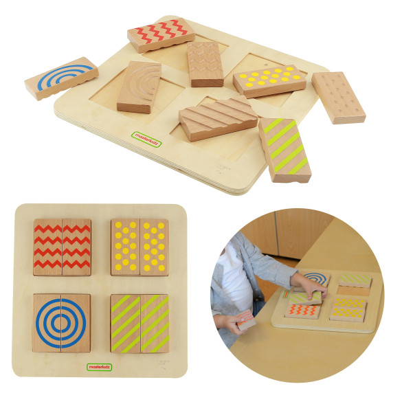 MASTERKIDZ Montessori Double-Sided Tactile Visual Puzzle Blocks