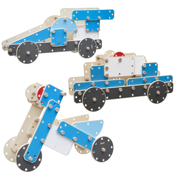 CLASSIC WORLD EDU Huge Wooden Construction Blocks Set Police Vehicles 89 pcs.