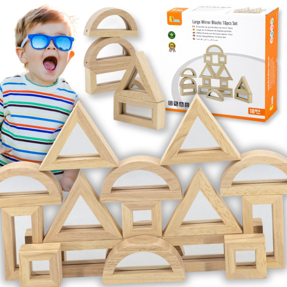 VIGA Wooden Mirror Blocks 16-piece puzzle