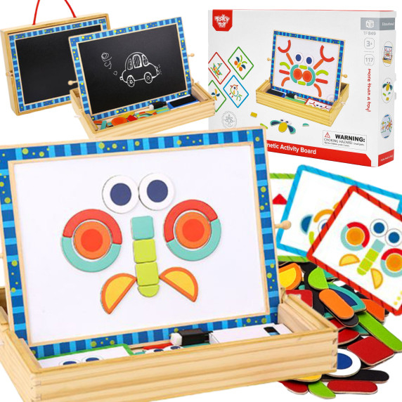 TOOKY TOY Magnetic Chalk Board 2 in 1 Shape Puzzle 117 Pieces FSC Certified