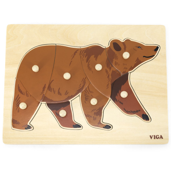 VIGA Wooden Montessori Puzzle Bear with Pins