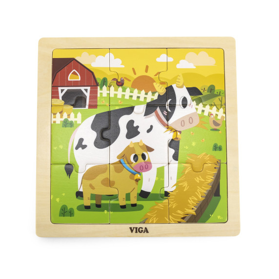 VIGA Handy Wooden Cow Puzzle 9 pieces