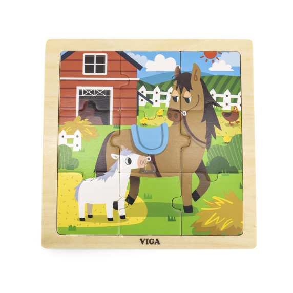 VIGA Handy Wooden Horse Puzzle 9 pieces