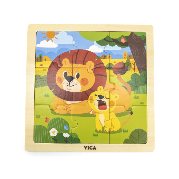 VIGA Handy Wooden Lion Puzzle 9 pieces