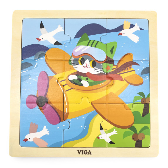 VIGA Handy Wooden Plane Puzzle 9 pieces