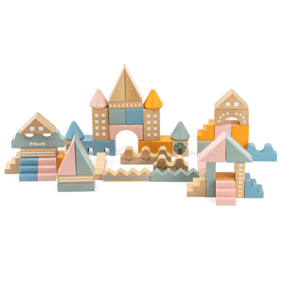 VIGA PolarB Wooden Blocks City Blocks 50 pieces Montessori