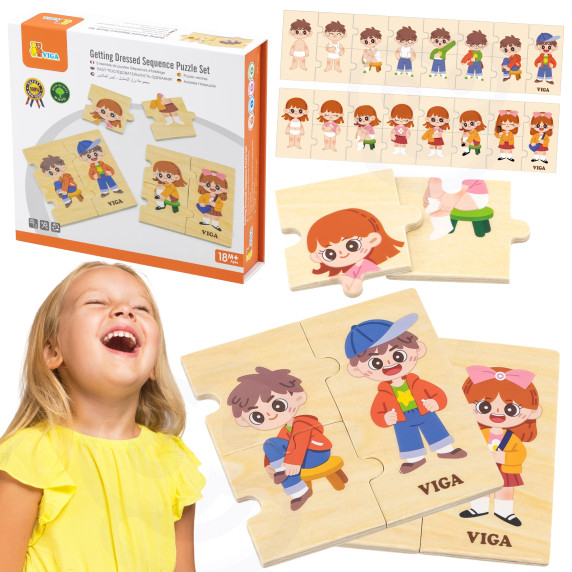 VIGA Wooden Educational Puzzle Kids Dress Up Puzzle