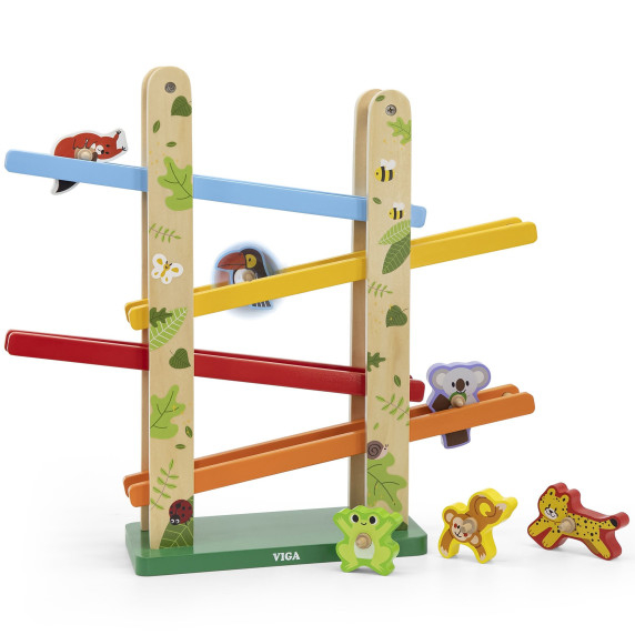 VIGA Wooden Slide for Animals Jungle 7 pcs.