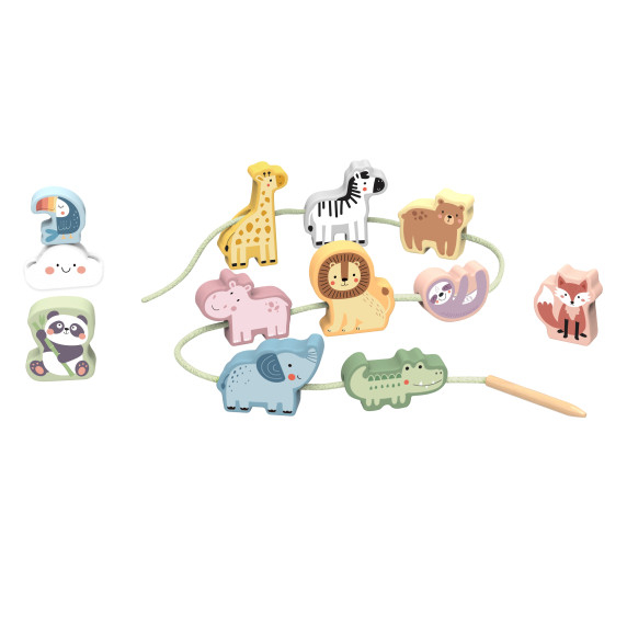 TOOKY TOY Wooden Threading Blocks ZOO