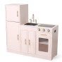VIGA PolarB Wooden Interactive Kitchen Pink Set with Fridge and Sink