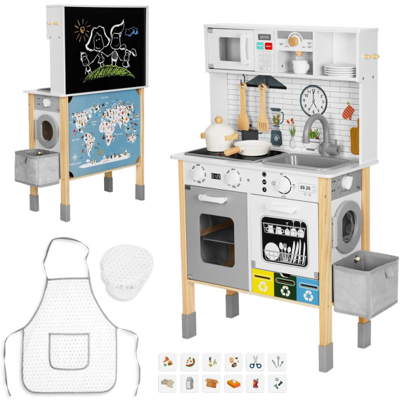 TOOKY TOY Wooden Kitchen 9 in 1 Household Appliances Accessories Map
