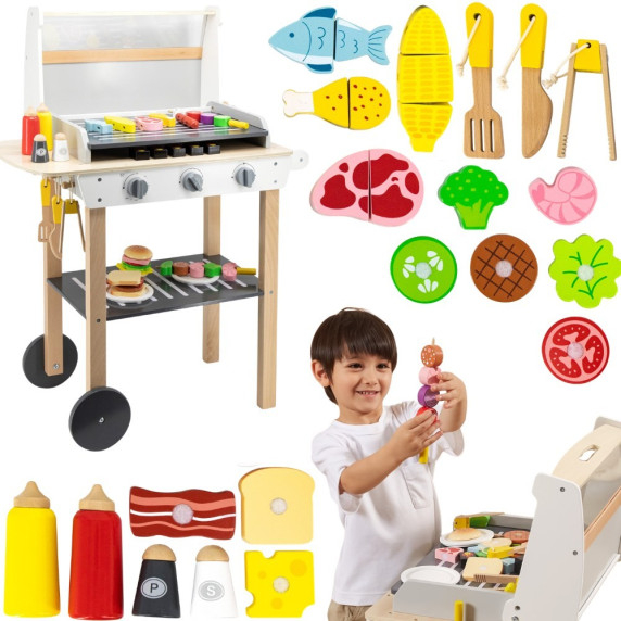 VIGA Large Wooden Grill for Children + 47 Accessories