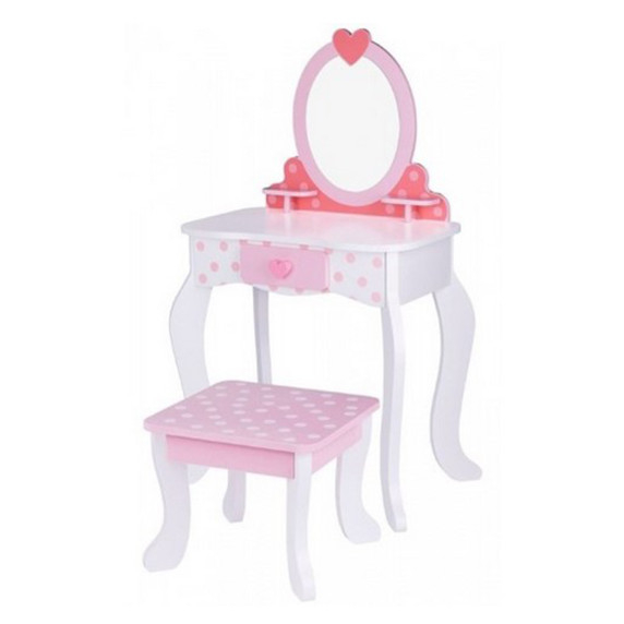TOOKY TOY Wooden Pink Dressing Table with Chair