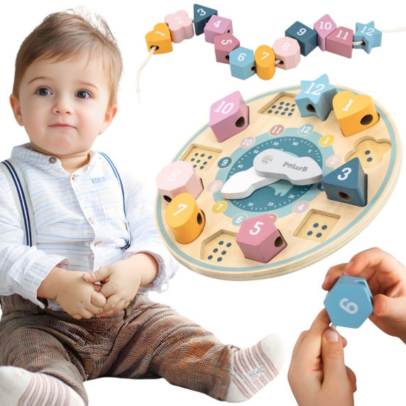VIGA PolarB Shape Sorter Clock Threader Montessori