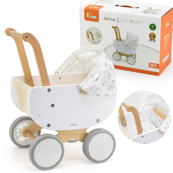 VIGA Wooden Doll's Pram with Gondola