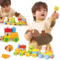 VIGA Wooden Stacking Train – Farm Animals 18M+ 17 pieces