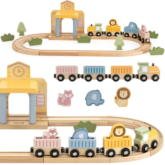 Viga PolarB Wooden Train Set 30 pcs.
