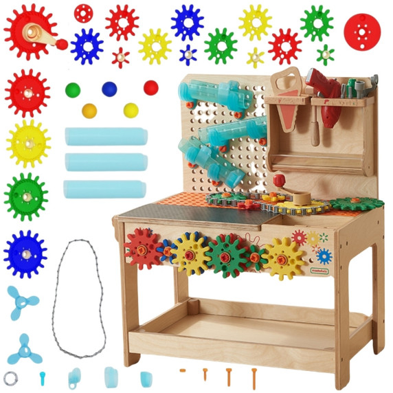 MASTERKIDZ Wooden Montessori STEM Workshop with Tools + Accessories