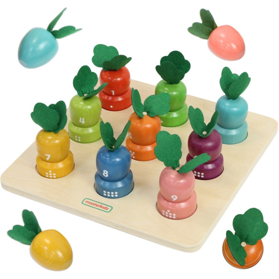 MASTERKIDZ Montessori Vegetables Educational Board Learning Numbers and Colors