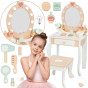 TOOKY TOY Wooden Dressing Table with Chair, Accessories, Mirror with LED Lighting + Cosmetics