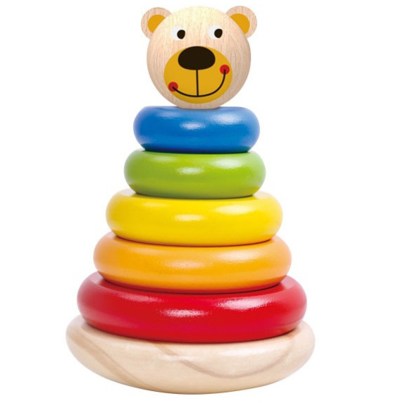 TOOKY TOY Wooden Puzzle Pyramid Teddy Bear