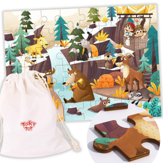 TOOKY TOY Puzzle with Bag Alpine Animals and Landscape Puzzle 49 pcs.