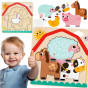 TOOKY TOY Wooden Montessori Puzzle Multilayer Board Animals on the Farm 7 pcs.