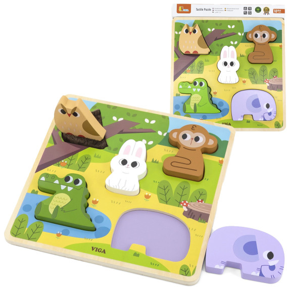 VIGA Wooden Puzzle Animals Forest Matching Puzzle