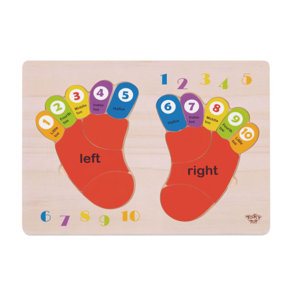 TOOKY TOY Educational Wooden Foot Puzzle Learning Counting and Colors