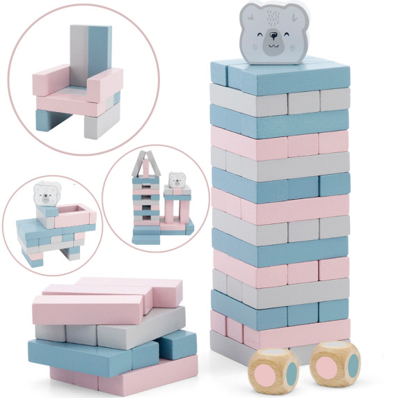 VIGA PolarB Wooden Tower Puzzle Pastel Game