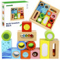 TOOKY TOY Wooden Box Sensory Blocks Multifunctional Puzzle Shapes Sound Touch 12 pcs.