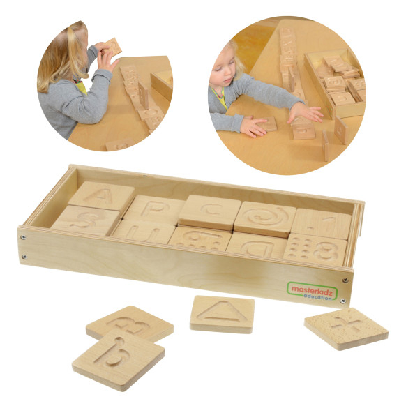 MASTERKIDZ Sensory Toy Recognize Letters, Numbers, and Shapes by Touch Montessori