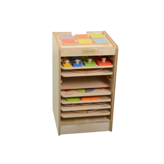 MASTERKIDZ Cabinet for storing educational boards and games 10 pieces with wheels