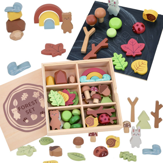 TOOKY TOY Forest Set Stackable Puzzle Blocks Figures