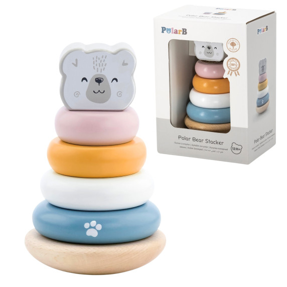 VIGA PolarB Wooden Educational Pyramid - Polar Bear