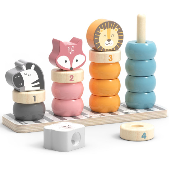 VIGA PolarB Wooden Educational Puzzle with Montessori Animals