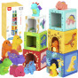 TOOKY TOY Wooden Blocks Educational Puzzle + 6 Play Figures 12 pcs.